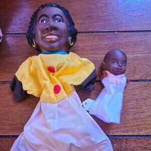 Vintage New 6784 Black Family 2 Piece Family Hand Puppets Family Theater